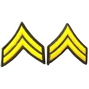 Lot Of 2 New US Army Military Chevron Corporal Rank Patches E4 E 4 Yellow Black
